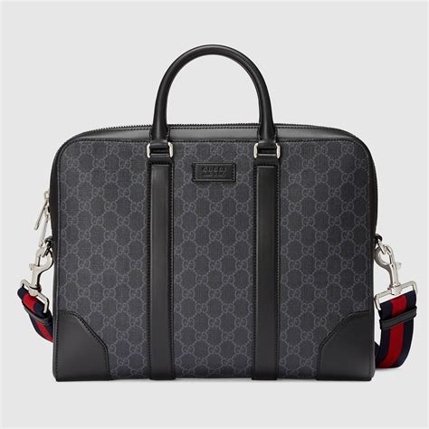 gucci black gg full leather briefcase|Gucci signature leather briefcase.